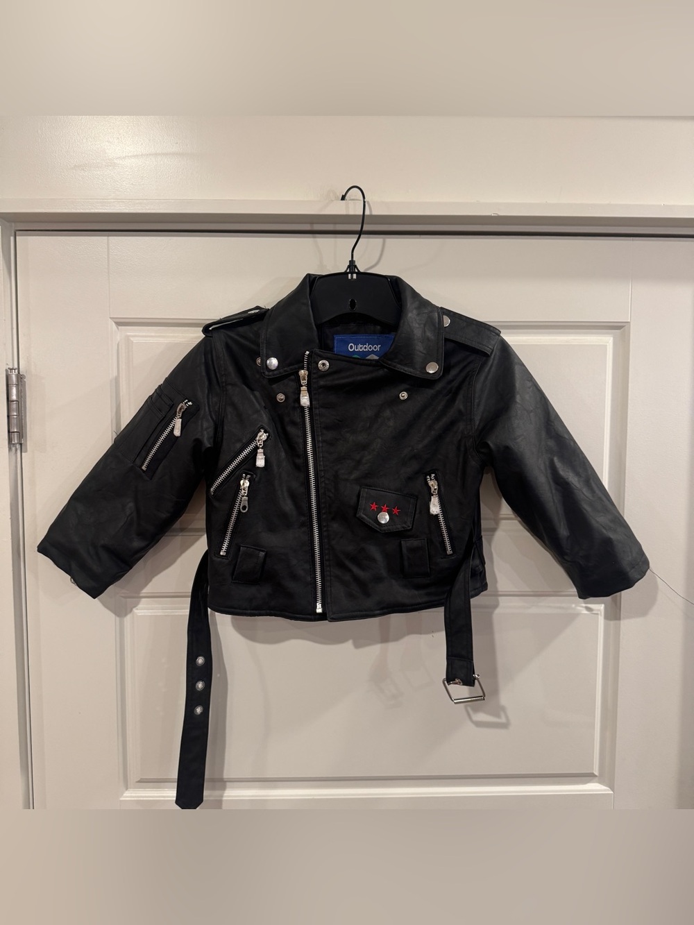 OUTDOOR HÁBITAT Kid’s Biker‎ Jacket Faux Leather Embroidery USA Eagle Size 4T
